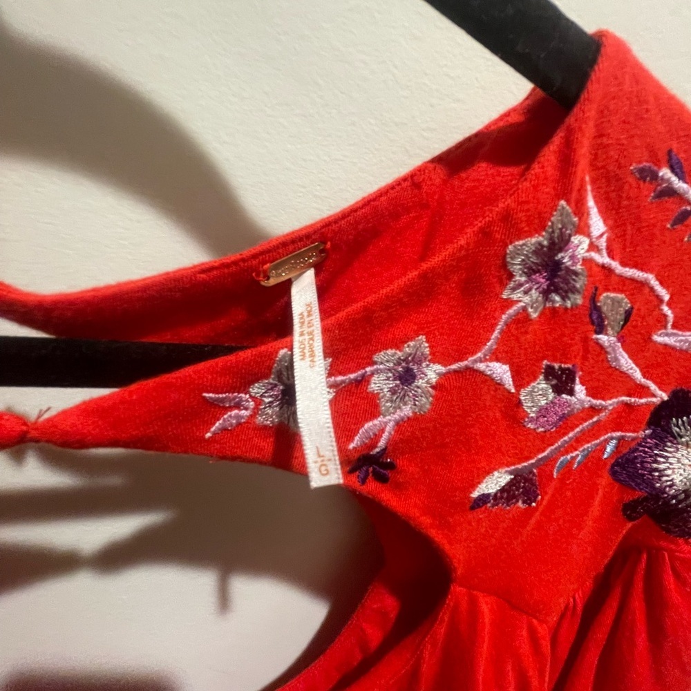 Free People red bell sleeve shirt - Picture 3 of 5